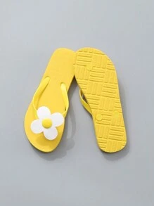 Lovely Flower Design Beach Flip Flops For Women,Spring Summer Outfits - Yellow - View 4