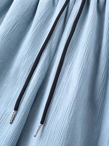 Manfinity Homme Men Plus Size Solid Color Short Sleeve Shirt And Shorts Set - Blue - View 7