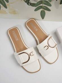 Women's Fashionable Flat Sandals, Casual Summer Shoes With Stylish Buckle Valentines