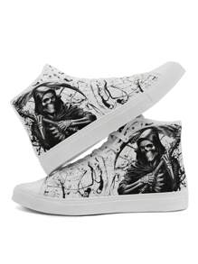 Giày vải canvas cổ cao in hình Skull Reaper cho nam, thoáng khí, bền, chống trượt và nhẹ - Nhiều màu - Xem 1