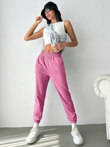 EURMUSE Quần Jogger dáng rộng màu trơn đơn giản dành cho nữ - Nhiều màu - Xem 4