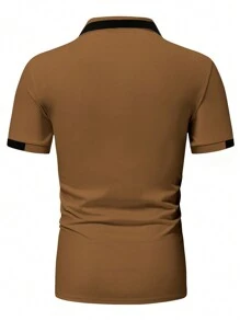 Manfinity Homme Men Contrast Trim Polo Shirt - Khaki - View 2