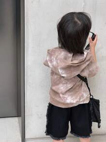 SHEIN 2 件装夏季男婴无袖连帽上衣和时尚牛仔短裤 - 棕色 - 查看 2