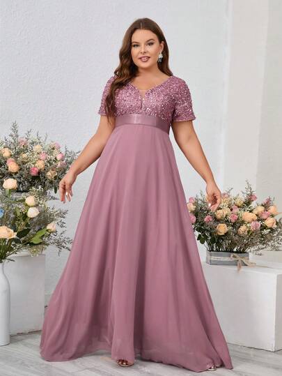 SHEIN Belle Plus Size Embroidered Beaded Evening Gown (Heavy Duty)