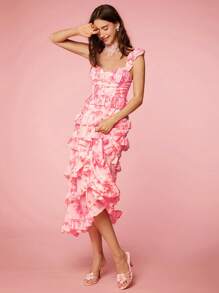 Enchnt 女士簡約日常蕾絲修飾裝飾連衣裙