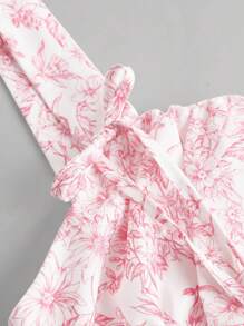 SHEIN MOD Vestido de verano con tirantes con estampado de porcelana azul y blanco, perfecto para unas vacaciones románticas