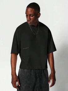 SUMWON Áo thun tay ngắn crop fit in họa tiết số - màu đen - Xem 2