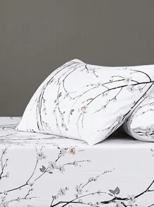 帶有花朵圖案的柔軟微纖維床單套裝-最佳豪華2/3件白色床單-包括1張床單+1/2枕套-便宜且高品質-萬用床墊套，適用於雙人、全尺寸、大尺寸、特大尺寸床 - 白色 - 查看 7