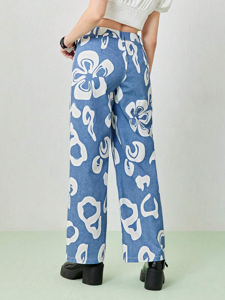 Women's Abstract Pattern Casual Printed Trousers