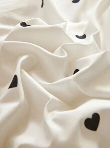 3pcs Black & White Reversible Heart Print Duvet Cover Set (1 Duvet Cover + 2 Pillow Shams, Pillow Insert Not Included), Soft Dual-Color Design, Suitable For Bedroom And Guest Room - White - View 5
