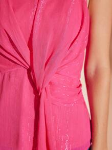 MOTF PREMIUM 純色扭結前綁領口上衣 - 紅色 - 查看 3