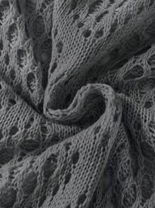 EMERY ROSE Áo len nữ dáng suông, màu trơn, khoét lỗ, xuyên thấu, thích hợp cho mùa thu đông. - Xám - Xem 3