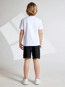 Tween Boy Basic Printed Short Sleeve T-Shirt And Shorts Set