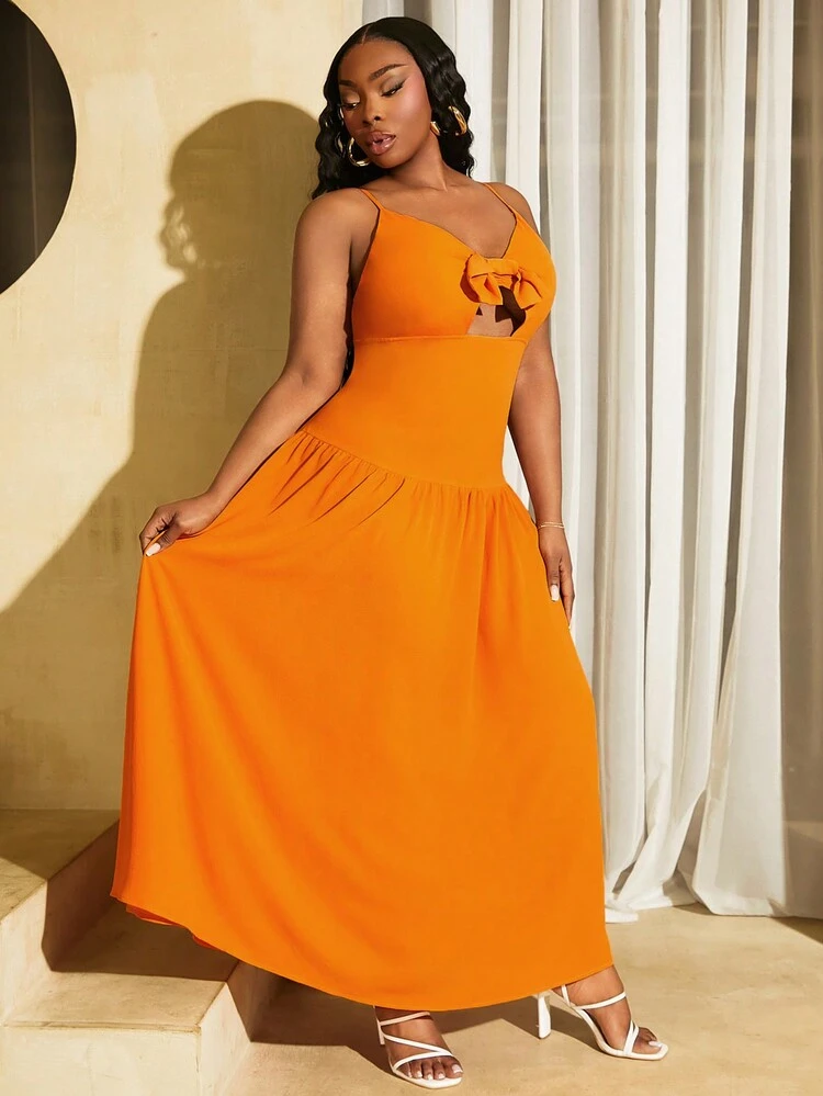 Plus Size Summer Extra Large Hemline Elegant Cami Dress For Vacation And Leisure