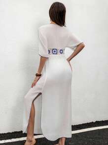 Swim Lushoire Women's Crochet Lace Cover Up And Patchwork Skirt Set Summer - White - View 3