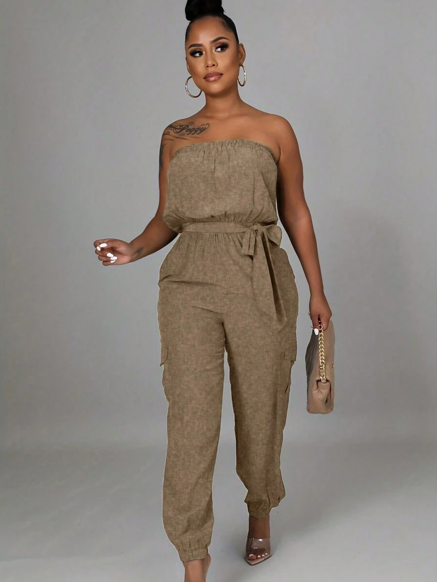 Chiquease Women's Summer Solid Color Jumpsuit With Pockets, Casual ...