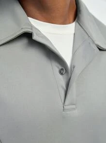 Manfinity NXTstreet Men Simple Solid Color Short Sleeve Polo Shirt - Grey - View 5