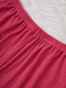 SHEIN Women's Pink Solid Color Shorts And Short Sleeve Casual Home Outfit Set - Pink - View 7