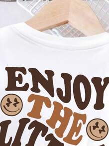 SHEIN Leap Crew 2pcs Baby Girl Casual Cartoon Letter Print Short Sleeve Outfit Set, Suitable For Spring/Summer - Multicolor - View 3