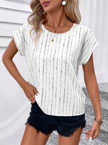 SHEIN Clasi 女款簡單印花圓領短袖襯衫