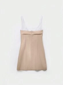 SHEIN EZwear Vestido de verano para mujer con cuello cuadrado y parche de dos colores