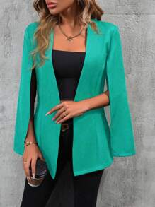 SHEIN Clasi Ladies' Plain Basic Daily Suit Jacket - Green - View 5