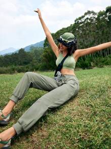 In My Nature Women's Woven Solid Color Outdoor Shorts With Pockets & Jogging Pants