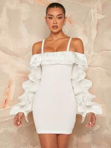 L'Amorae VESTIDO DE CAMI CON DETALLE DE VOLANTES EN LOS HOMBROS DESCUBIERTOS - Blanco - Ver 1