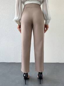 EURMUSE Side Pocket Belted Long Pants - Beige - View 2