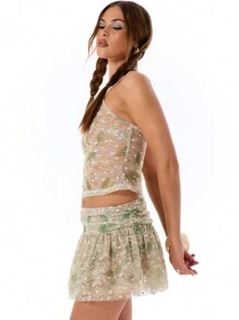 MUSERA Women Tank Tops & Camis Tiered Layer Bunga Plants All Over Print Casual - MultiWarna - View 3