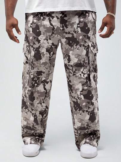 Manfinity VCAY 男款大尺碼印花編織休閒直筒褲