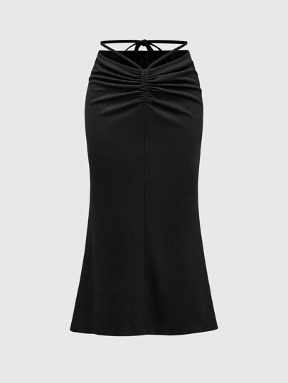 Jupe de queue de poisson élégante plissée de couleur unie, été