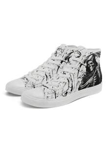 Giày vải canvas cổ cao in hình Skull Reaper cho nam, thoáng khí, bền, chống trượt và nhẹ - Nhiều màu - Xem 8