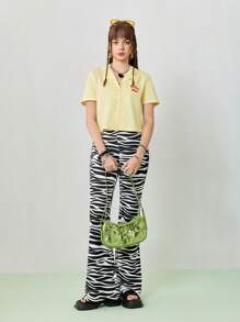 SHEINNeu Camiseta corta de verano de manga corta amarilla clara para mujer