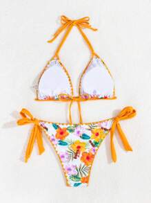 Swim Vcay Bộ bikini dây buộc cổ in hình cây nhiệt đới dành cho nữ đi nghỉ mát - Nhiều màu - Xem 7