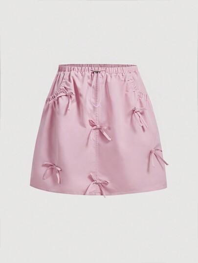 SHEIN MOD Pink Bow Ladies Summer Skirt