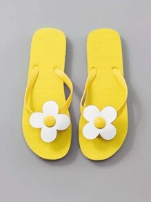 Lovely Flower Design Beach Flip Flops For Women,Spring Summer Outfits - Yellow - View 6