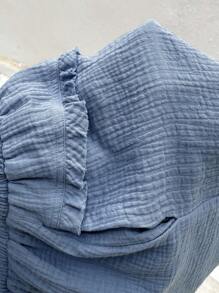 SHEIN Frenchy Exquisite Vertical Grain Crape, Plain Simple Daily Bow Tie Hem Shorts, Summer Vacation Season, Comfy, Boho, Beach Women Outfits, Swimwear Cover Up, Mother Day Dress, Mom, Fashion, Grad Dress, Elegant Teacher, Leisure, Long Summer Dress, Simple Daily, Cottagecore