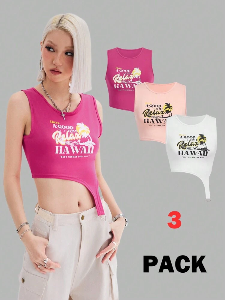 Women's Asymmetrical Hem Tank Tops, Multi-Pack