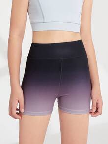 SHEIN Tween Girl Activewear Gradient Color Shorts - Multicolor - View 5