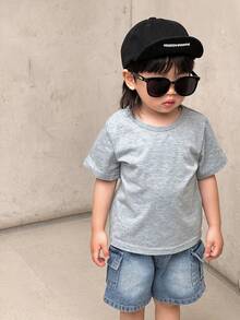 SHEIN 3入組寶寶男生休閒馬甲+T恤+牛仔短褲服裝套裝 - 彩色 - 查看 3