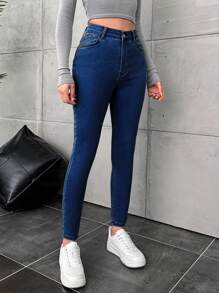 EURMUSE Women's Blue High Waist Jeans - Dark Wash - View 4