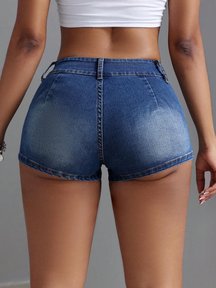 Women's Slim Fit Denim Shorts With Pockets, Workwear