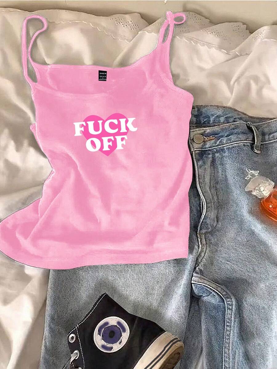 Attitoon 女士休闲心形图案背心，夏季舒适 - 淺粉色 - 查看 1