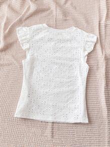 Soleia 女士休闲白色纹理针织盖袖修身圆领 T 恤，适合下午茶时间 - 白色 - 查看 2