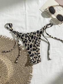 SHEIN Swim 女士度假用花紋收緊側扣比基尼下褲，性感巴西式覆蓋