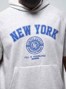 Manfinity VCAY Áo nỉ trùm đầu dệt kim dáng rộng cỡ lớn dành cho nam, dành cho mùa thu đông - Màu Xám nhạt - Xem 2