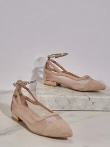 SHUZIA 女士尖頭甜美時尚透氣平底鞋 - 杏色 - 查看 2