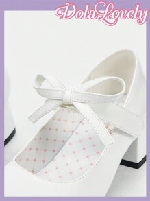 Dola Lovely Ladies Girl White Princess Girl Bow Polka Dot Decoration Sweet Elegant Fashion Round Toe Heels, Graduation Heel, Prom Heels For Summer - White - View 3