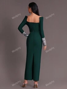 Modphy New Rhinestone Bandage Strapless Dress, Ladies Formal Wedding Party Gown, Eid Celebration Dress,Evening,Wedding Guest